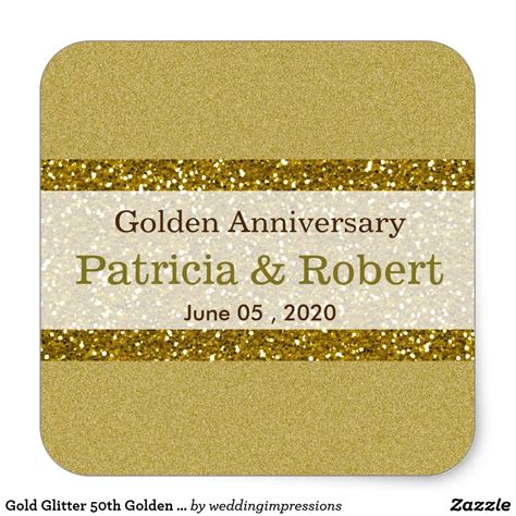 Gold Glitter 50th Golden Wedding Anniversary Classic Round Sticker