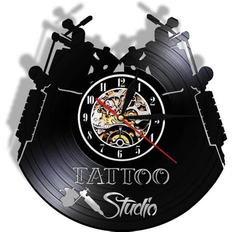 12Horloge Murale En Vinyle Tattoo Studio Logo Business Sign Vintage