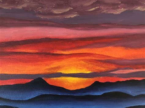 Mountain Sunset Original Acrylic Painting Original Artwork | Etsy in ...