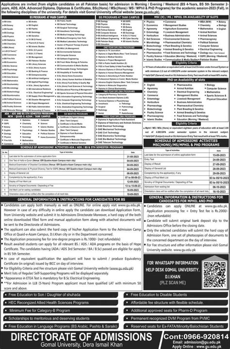 Gomal University Gu Announces Bs Admission 2024 Online