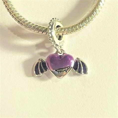 Vampire Winged Heart Dangle Charm Fits Pandora Bracelet Sterling