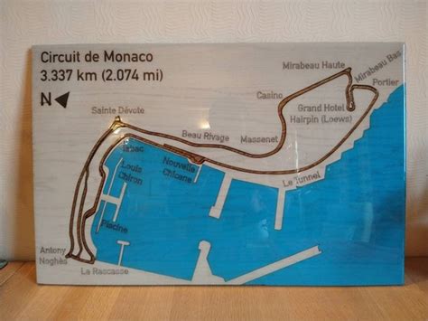 Circuit de Monaco Grand Prix Circuit Map Wooden Artwork | Etsy