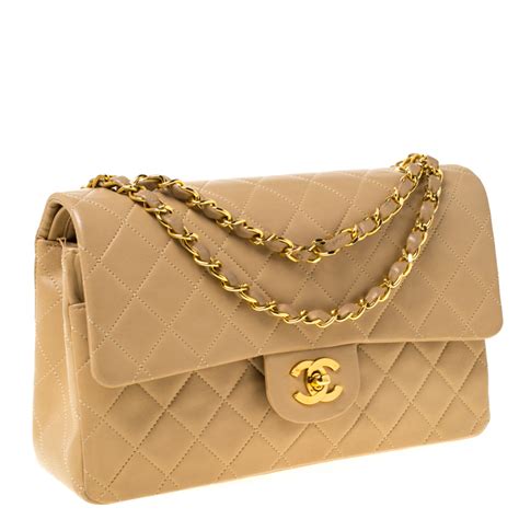 Chanel Beige Quilted Leather Medium Classic Double Flap Bag Chanel | TLC