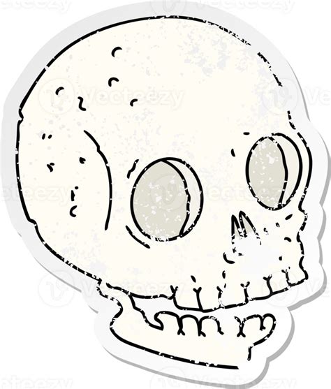 Distressed Sticker Of A Quirky Hand Drawn Cartoon Skull 45268982 PNG