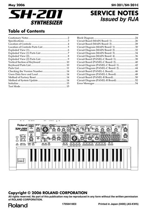 ROLAND SH-201 SERVICE NOTES Pdf Download | ManualsLib