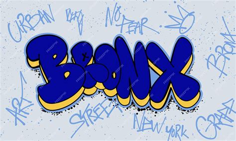 Bronx Graffiti Bubble style lettrage dessiné à la main | Vecteur Premium