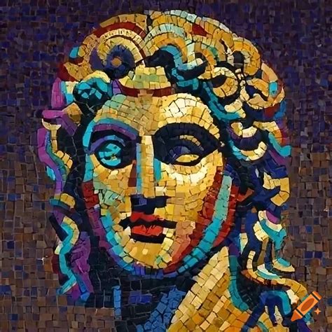 Detailed Photorealistic Mosaic Art Of Alexander The Great In