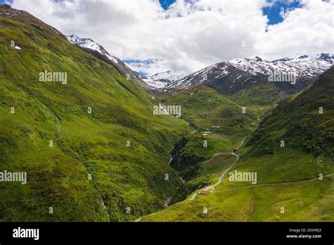 Switzerland, Furka Pass, James Bond Street, Mountains and road in ...