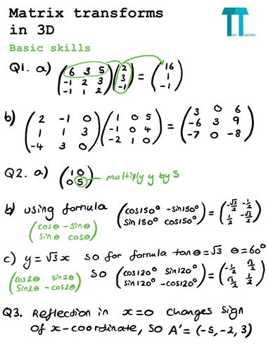 Matrices Further Maths A Level Teaching Resources