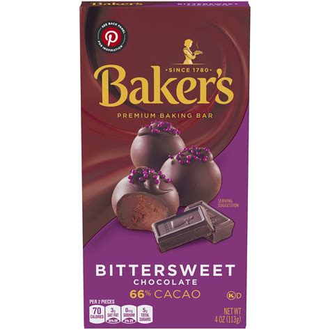 Bakers Bittersweet Chocolate Premium Baking Bar With 66 Cacao 4 Oz