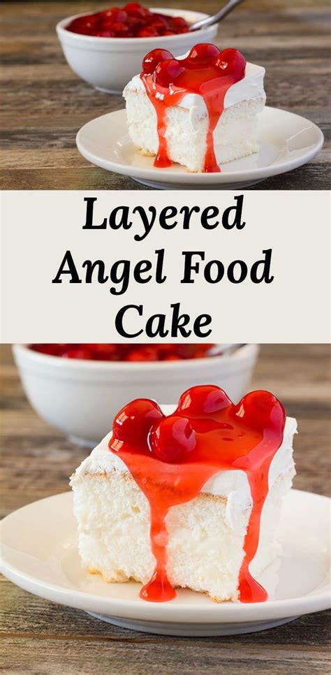 Layered Angel Food Cake Baked In A 9 X 13 Pan With A Creamy Cream Cheese Filling Covered With