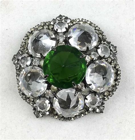 Stunning Schreiner Style Inverted Crystals Brooch Pin Gem