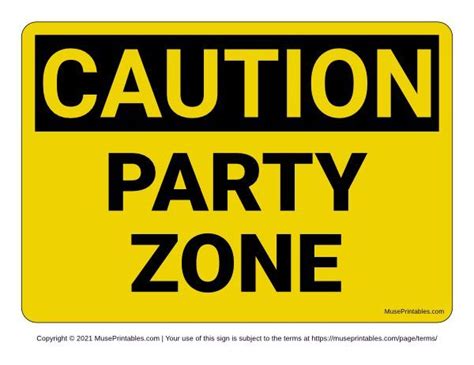 Printable Party Zone Caution Sign Party Zone Construction Zone