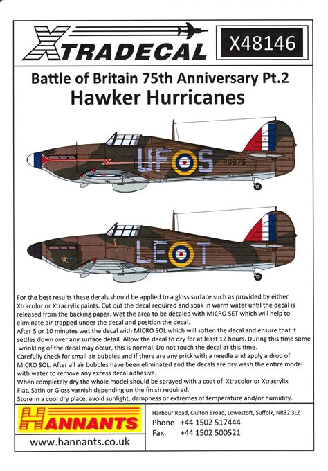 Xtra Decals 148 Hawker Hurricane Mki 75th Anniversary Battle Of