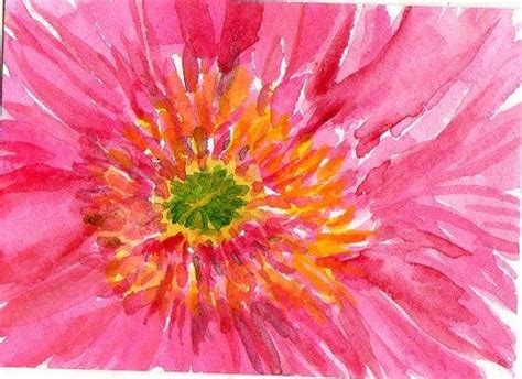 Original Gerbera Daisy Painting Aceo Watercolor