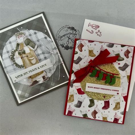 Two Cards With Christmas Decorations On Them