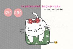 Kawaii Christmas Cat In Gift Box Clipart