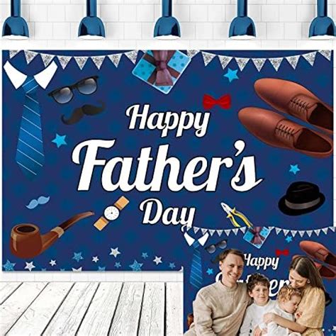 Royal Blue Happy Fathers Day Backdrop Checkered Tie Hat