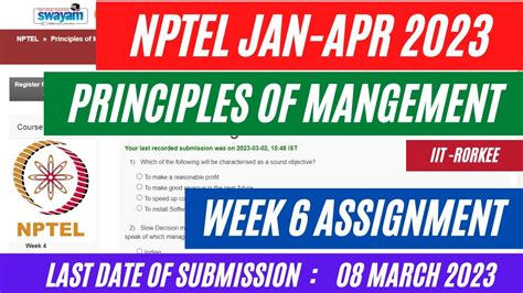 Nptel Principles Of Management Week 6 Assignment Solutions 2023 Jan