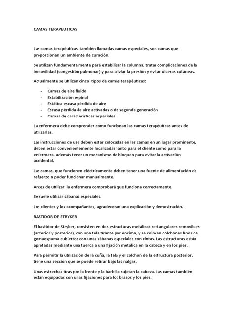 Camas Terapeuticas Pdf Colchón