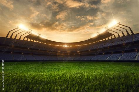 3d Render Emptry Stadium Evening Stock Photo Adobe Stock