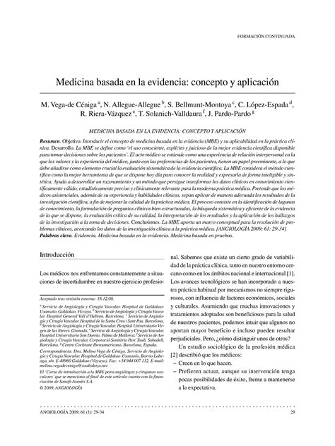 Lectura 1 Q1 para el manejo de Odontología basada en la evidencia