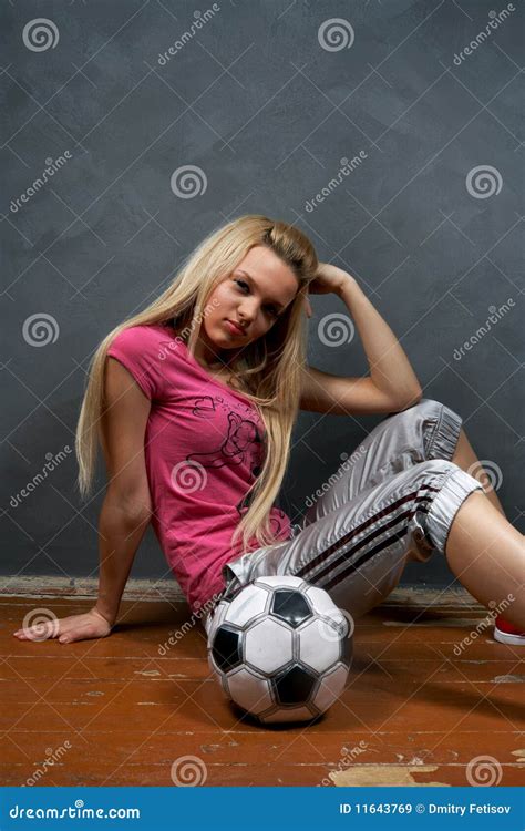 Blonde Girl With Soccer Ball Stock Image Image Of Girl Soccer 11643769