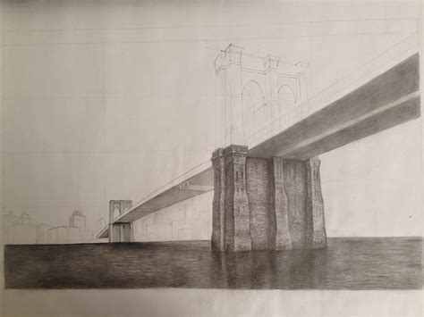 Brooklyn Bridge - pencil drawing - Dreams of an Architect