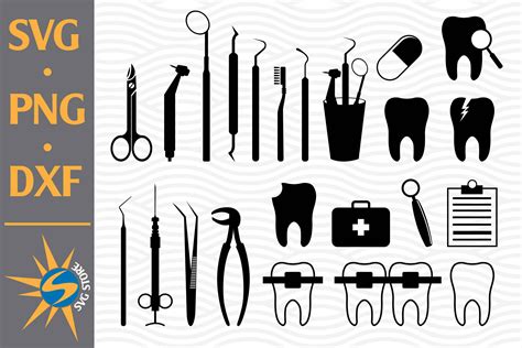 Dental Tools Silhouette Graphic by SVGStoreShop · Creative Fabrica