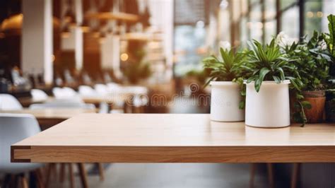 A Wooden Table Topped With Potted Plants Stock Photo Image Of Wooden