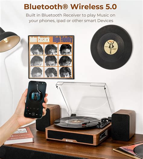 Vangoa Vinyl Record Player Bluetooth Turntable Hi Fi System With 5 Wa