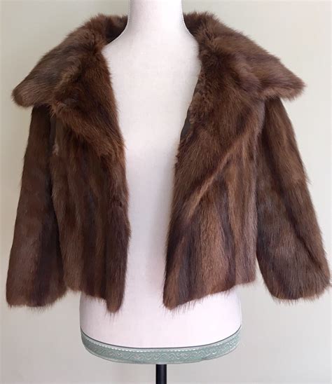 Short Glossy Fur Jacket Coat Vintage S Gorgeous Soft Mahogany Brown