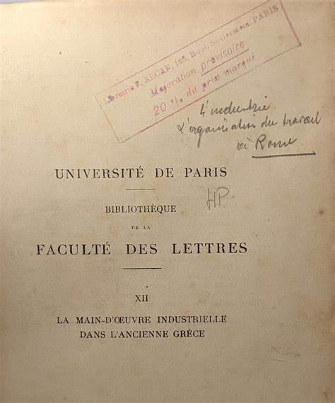 La main d oeuvre industrielle dans l ancienne Grèce bibliothèque de