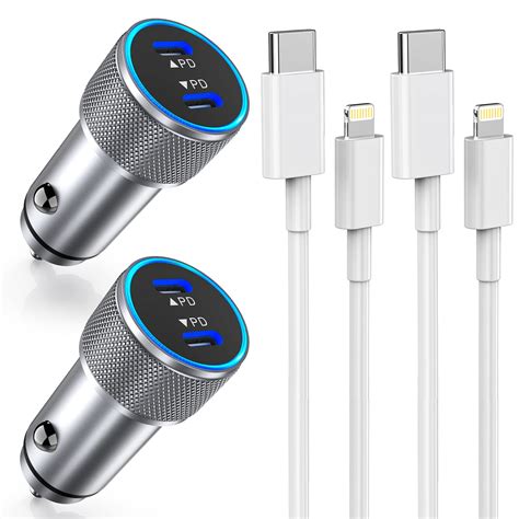 Iphone Fast Car Charger2pack Dual Port Usb C Car Charger Mfi Certified Power