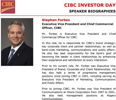 Cibc Investor Day Speaker Biographies Victor G Dodig President And Chief Executive Officer