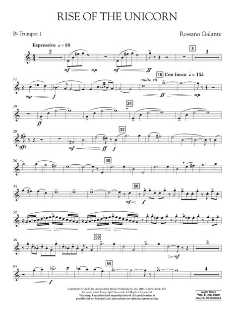 Rise Of The Unicorn Trumpet In Bb By Rossano Galante Sheet Music