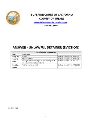 Fillable Online Answer Unlawful Detainer Eviction Fax Email Print