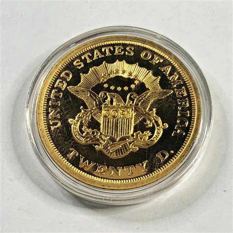 24K Gold Layered 1849 20 Replica Proof 1 5 In Protective Capsule