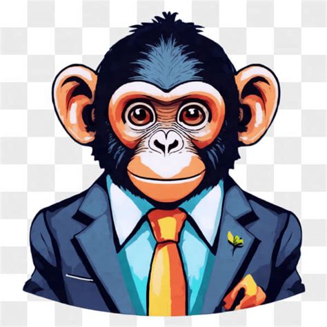 Download Cartoon Monkey Wearing Business Suit And Orange Tie Cartoons