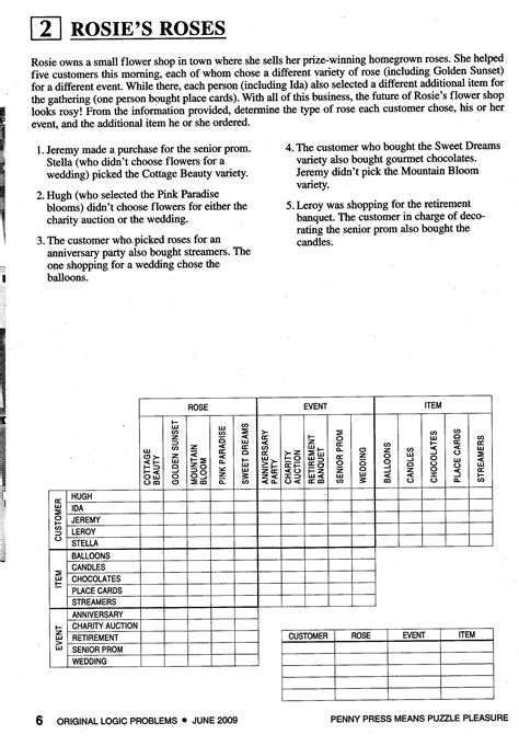 Printable Logic Puzzle - Printable Crossword Puzzles