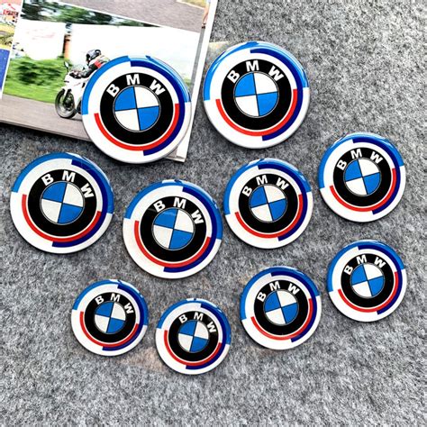 2PCS BMW Logo 50th Anniversary 3D Epoxy Sticker BMW Motorcycle ...