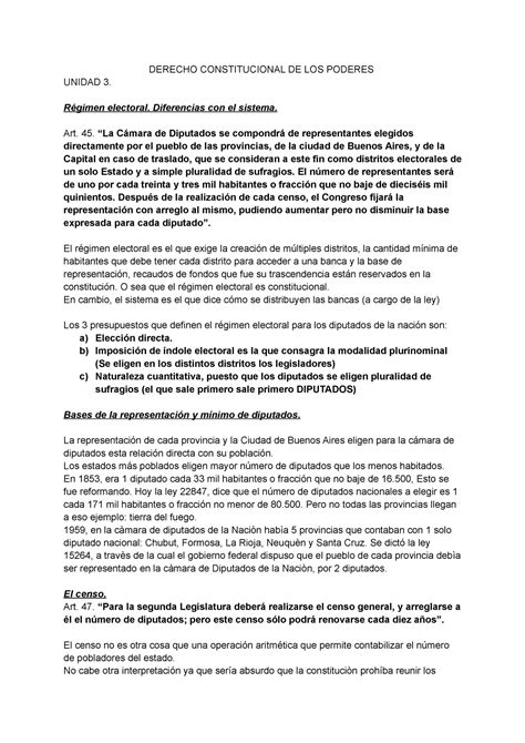 Poderes Unidad 3 Apuntes 3 DERECHO CONSTITUCIONAL DE LOS PODERES