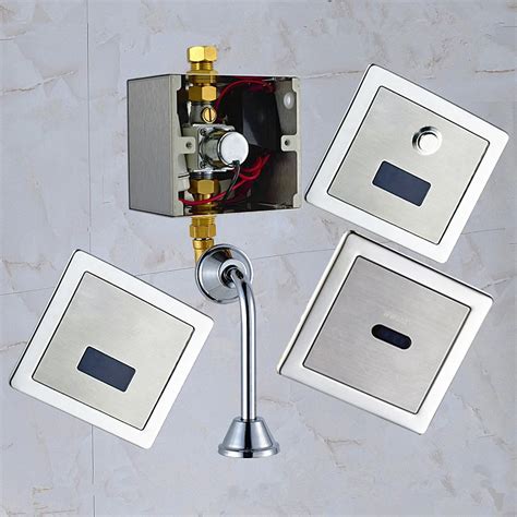 Concealed Automatic Urinal Sensor Flusher Automatic Manual Button Top Spud Into Water Flush