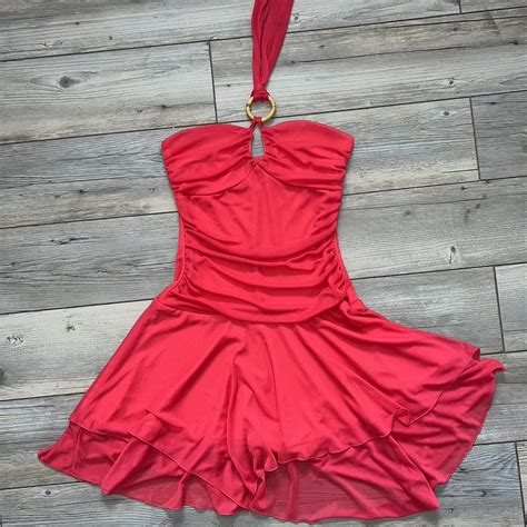 Super Cute Hot Pink Y2k Halter Dress With Bamboo O Depop