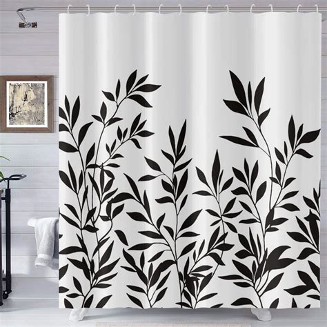 Amazon Gcirec Black And White Floral Shower Curtain Black White