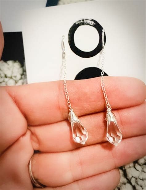 Swarovski Crystal Tear Drop Earrings Sterling Silver Long Etsy