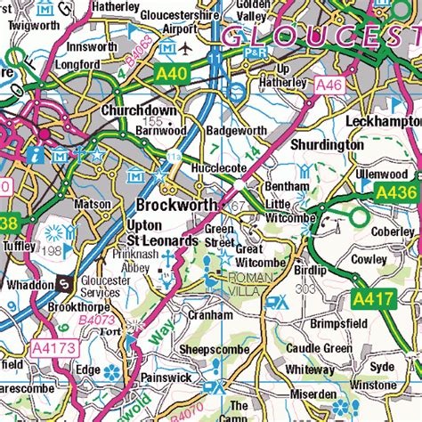 Gloucestershire County Map Xyz Maps