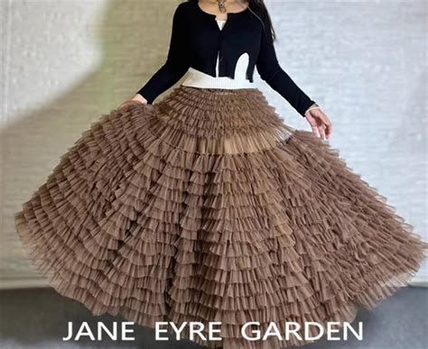 Elegant Brown Tulle Skirt Custom Length Women Skirt Elastic Etsy