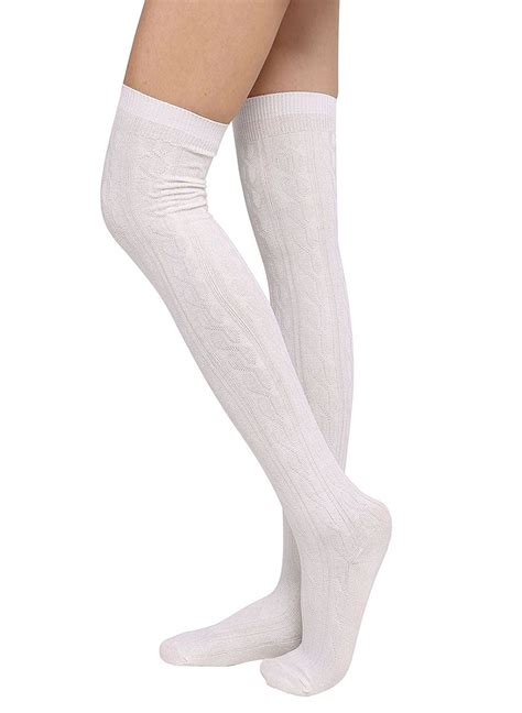 Womens Winter Cable Knit Over Knee High Tigh High Socks 1 3 Pairs High Socks Socks Stockings