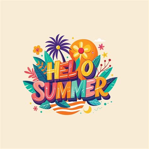 Hello Summer Lettering And Text Vector Premium AI Generated Vector